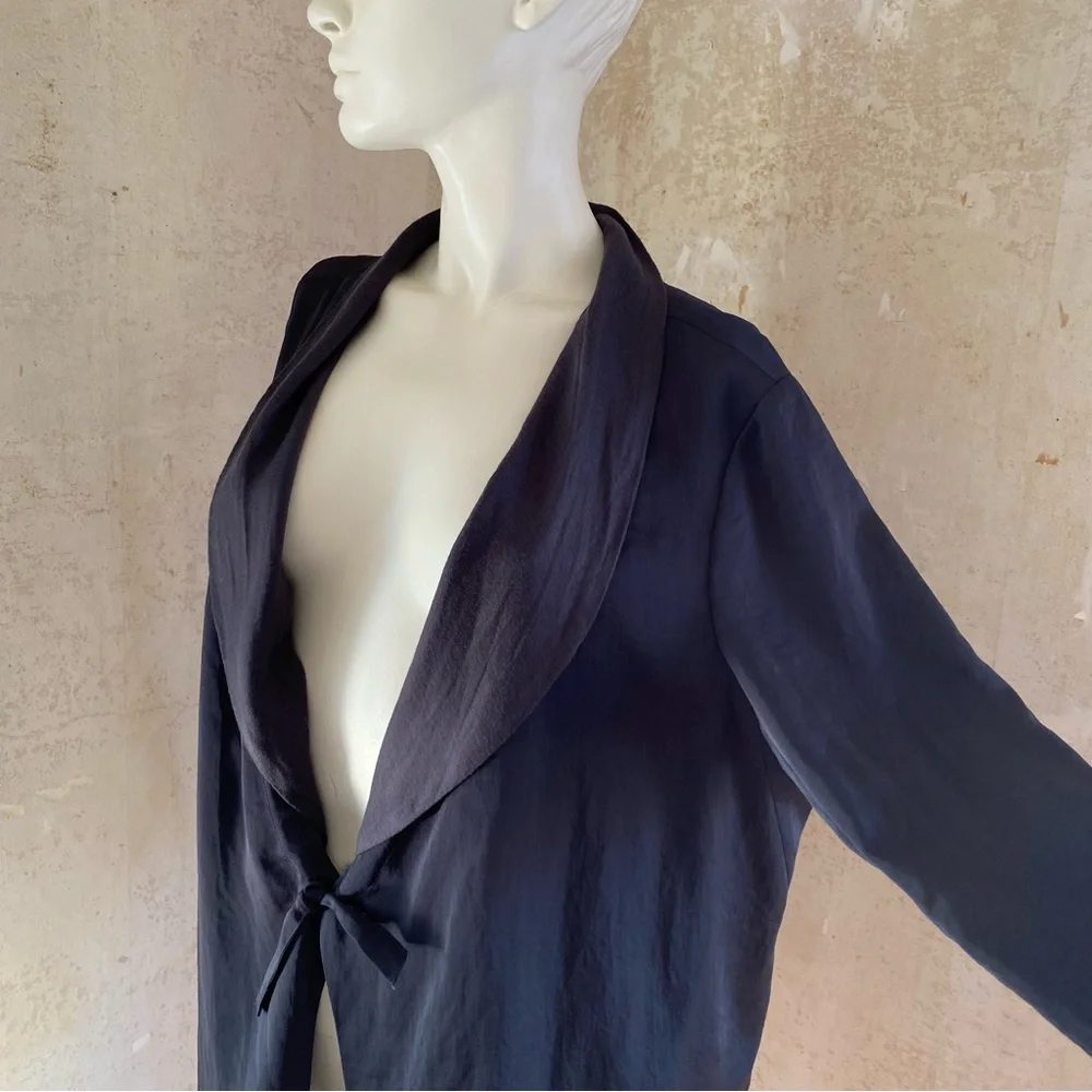 Black Soft Jacket with Tie Front - Picture 2 of 5